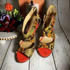 MICHAEL ANTONIO Size 11 Multicolor Snakeskin Strappy Heel